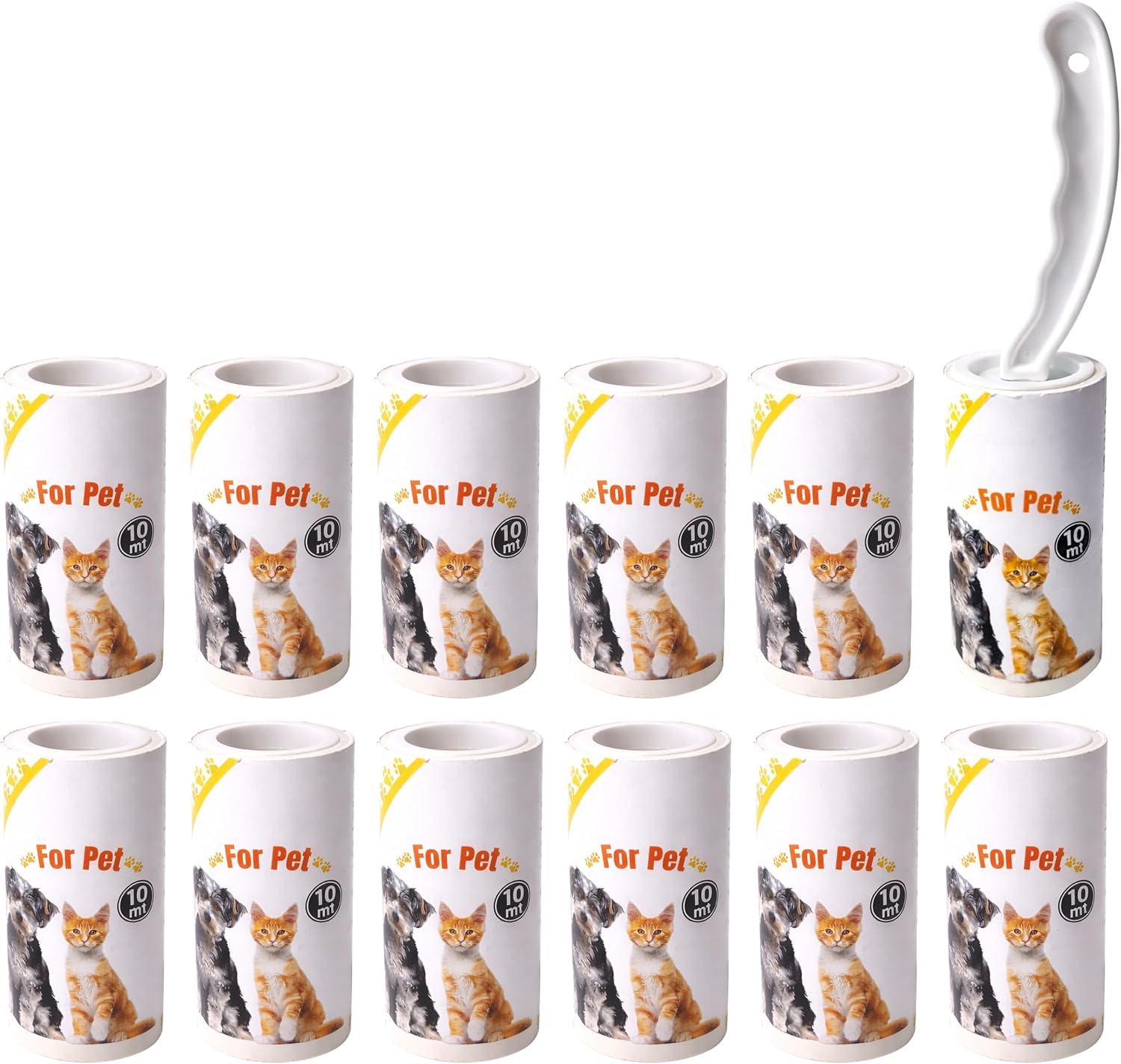 Today - Cepillo Adhesivo Profesional con 12 Rollos de 10 Metros + Mango, 120 Metros. Rodillo quitapelos de Animales, Cepillo quitapelusas Perro y Gato - Extra Largo - Fabricado en Italia