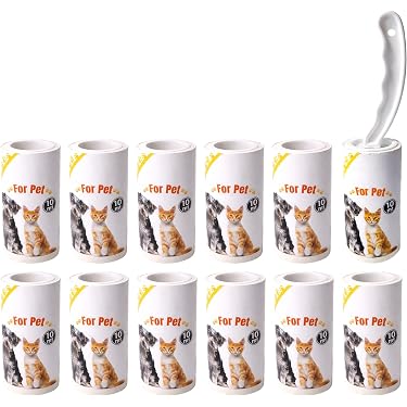 TOEECY Lot De 4 Rouleaux Anti-Poils Animaux Réutilisables - Design Chat Mignon