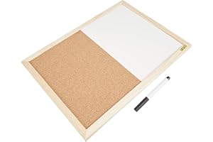 Bi-Office Budget - Tableau Mixte, d’Affichage en Liège et Tableau Blanc Effaçable à Sec, Cadre en Bois, 40 x 30 cm