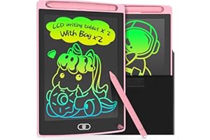 LEYAOYAO 2 Pack LCD Writing Tablet 8.5inch with Bag - Colorful Screen Doodle Pad Drawing Board Learning Educational Toy - Gift for Kids 3-6 Years Old Girl Boy (Pink)