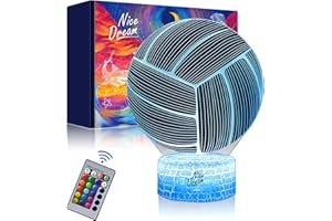 Nice Dream Luce Notturna da Pallavolo per Bambini, Lampada da Illusione 3D Luce LED, Telecomando 16 Cambia Colore Dimmerabile, Regali di Natale per Ragazze Ragazzi Arredamento Camera da Letto
