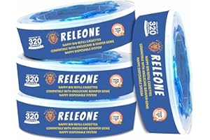 Releone Nappy Bin Refill Cassettes | Compatible with AngelCare and Litter Locker Diaper disposal system | Nappy Pail Refills | Odor-Locking 7-Layer Bags for Extra Protection