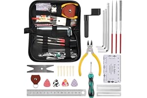 QOOLOO 26 Pezzi Chitarra Cura e Manutenzione Strumento Kit, Riparazione Della Chitarra Kit, Strumento Di Riparazione Della Chitarra, Organizer per Corde, Chiavi Esagonali per Chitarra, Ukulele, Basso