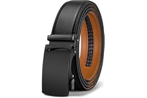 KEMISANT Gürtel Herren, Ledergürtel Ratsche Automatikschließe für Herren Business Anzug,Breit 35mm,Größe Angepasst