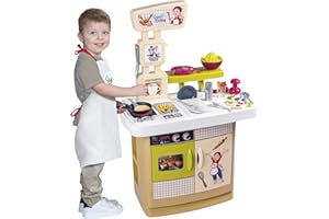 Smoby - Super Benny La cucina delle delizie, 7600310916, +3 anni, accessori per cucinare davvero, grembiule incluso, 32 accessori, ricettario