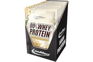 IronMaxx 100% Whey Protein Powder - Vanilla Ice Cream 10 x 30g Bags | Proteine del siero di latte a ridotto contenuto di zucchero, facilmente solubili in acqua.