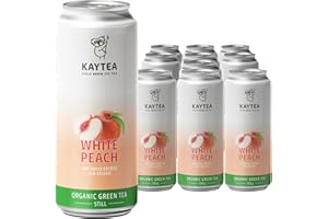 KAYTEA White Peach Ice Tea (Pack of 12 x 330 mL) - Green Tea Infusion - Peach Flavour - Cold Brewed - Organic Certified & Natural Ingredients