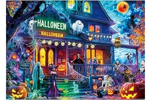 HUADADA Puzzle Halloween 1000 elementów, 1000 elementów, dla dorosłych, klasyczne puzzle, prezent na Halloween, dom