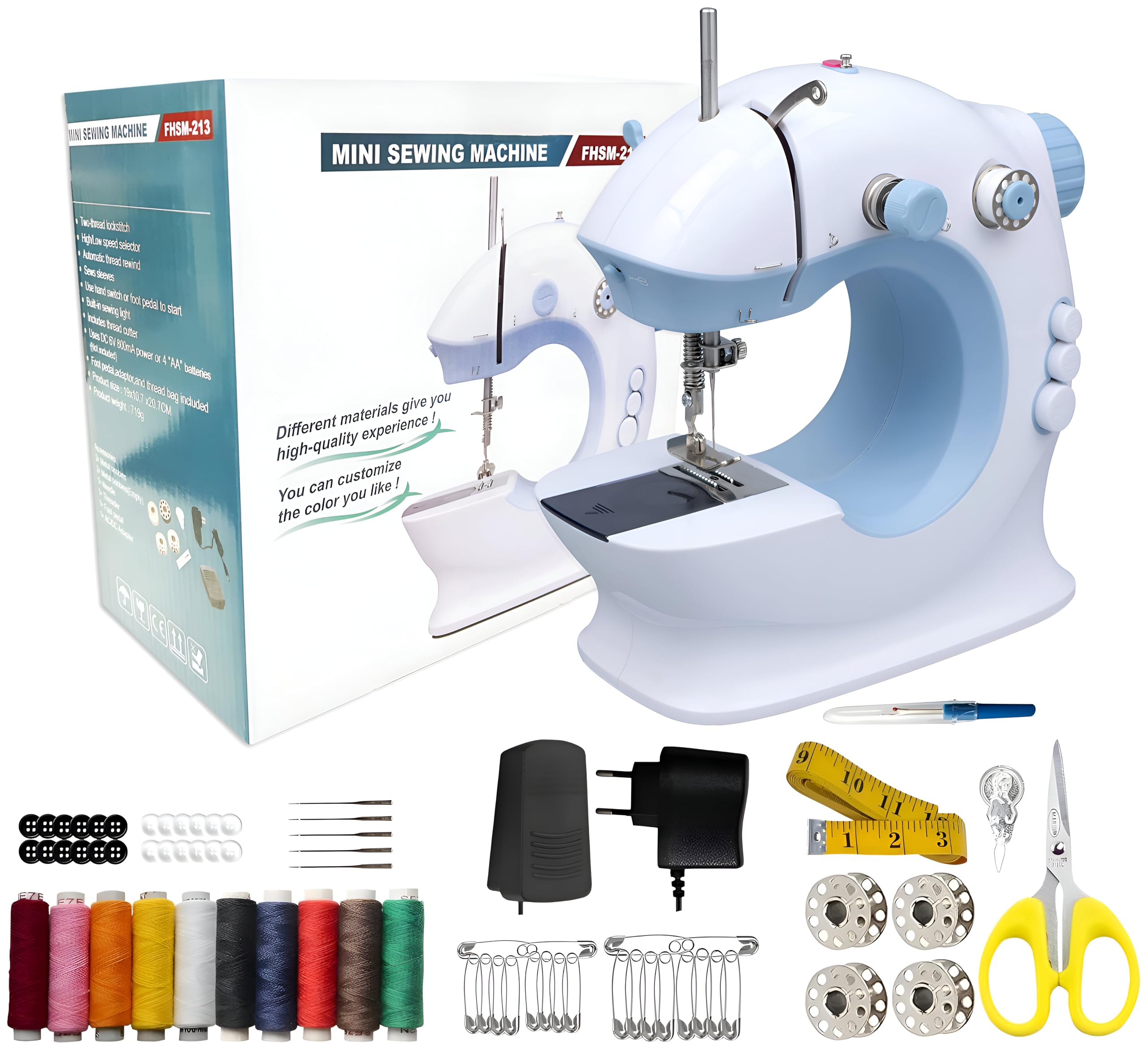 CATIVE Mini Sewing Machine for Beginners Adult, Portable Sewing Machine, Dual Speed Small Sewing Machine, Adults and Kids Sew