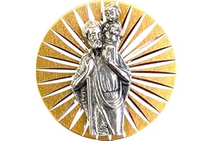 VIBRATIS Medaglia San Cristoforo per Auto - Adesivo & Magnetizzato- Santo Patrono dei Viaggiatori (Automobilisti, Treni, Aereo...) Accessorio Porta Felicità Auto, Camper [Garantito A Vita]