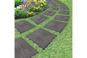 Garden Mile 8pc Paving Slab Set 30 x 30cm - Non Slip Garden Floor Tiles - Hard Wearing Stomp Stone Lawn Paving Patio Slabs - Lightweight Easy Installation Plastic Flooring Slabs (Pack Of Eight)