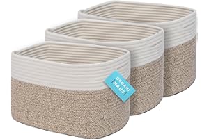 OrganiHaus Aufbewahrungskorb Rechteckig Geflochten, Körbe Aufbewahrung Wohnzimmer, Kinderzimmer, Badezimmer, Deko Korb, Faltbar mit Griffen für Decken & Spielzeug – Braun & Cremeweiß, 37x25x22,5 cm