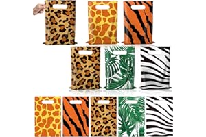 APUXXJUPA 100 szt. dżungla safari tematyczne torby na upominki imprezowe z nadrukiem wielu zwierząt, torebki na prezenty dla dzieci, upominki na imprezę, lato, dżungla, safari, dekoracje urodzinowe