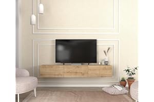 DORPEK Newport Tv Stand 180 Cm, Wall Mounted Tv Unit with Cabinet, Floating Media Stand with 3 Closed Storage Shelves, Entertainment Unit for Living Room, Bedroom and Dining Room (Sapphire)