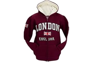 BRITISH HERITAGE BRANDS London England Kids Zipped Hoodie Hooded Sweatshirt Navy Colour (LE129KZ)