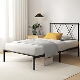 Zinus Elias Bed Frame 90 x 190 cm &ndash; Height 30 cm &ndash; Single Steel Bed Base with Headboard &ndash; Metal Slats &ndash; Easy Assembly &ndash; Stora