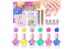 ETYJO Non Toxic Vernis à Ongles Enfant - Peel Off Vernis Enfant à l'eau Séchage Rapide Vernis Enfant, Avec Séparateurs De Doigts Et Des Autocollants Pour Les Doigts, Kit Cadeau Pour les Filles à Parti