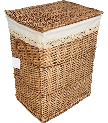 Cestino Per Biancheria Arthur Cameron In Vimini Con Coperchio E Fodera In Cotone, Marrone Distillato, Taglia Media (39x28x60 Cm) - 2
