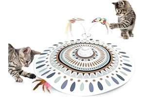 Potaroma Jouet Chat interactif Rechargeable – Jeu Automatique 3 en 1 pour Chatons et Chats d’intérieur avec Papillon Flottant, Baguette à Plumes et Housse