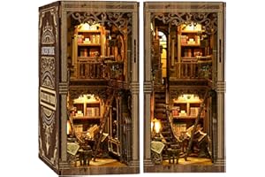 MAKEASY Book Nook en Bois, Kit DIY Miniature à Construire Maquette 3D Serre Livre, Décoration pour Étagère Bibliothèque, Cadeau Créatif - Bibliothèque de Livres Anciens