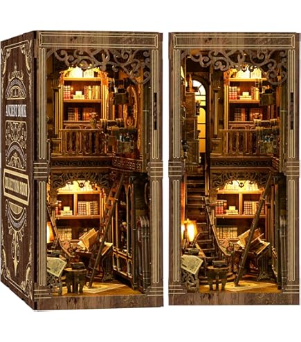 CUTEBEE DIY Book Nook Kit De Maison De Poupées Miniatures Avec Meub Et Lumiere Ledpuzzle 3d En Boisserre Livres Dartki Amz B0