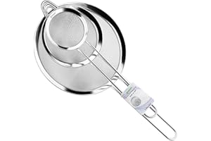 ipow Edelstahl Sieb Küchensieb Set 7/12 / 18cm, feinmaschig Kochsieb für Küche Mehl Quinoa Reis Nudeln Puderzucker und Mehr - mit Verstärktem Griff geschaffen