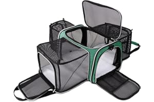 BAGLHER Cat Carrier Bag, Airline Approved Pet Carrier Soft Side Pet Travel 5 Sides Open Doors 3 Sides Expandable Foldable Dog Carrier with Fleece Pad