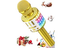 MICQUTR Mikrofon Bluetooth do karaoke, bezprzewodowy, przenośny mikrofon LED do karaoke z głośnikiem, nagrywanie dźwięku, kompatybilny z systemem Android iOS PC – prezent dla dorosłych i dzieci