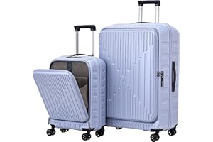 TydeCkare 2 Piezas 19/29 Juegos de Equipaje, Equipaje de Mano de 19 Pulgadas con Bolsillo Frontal y Maleta de Apertura Lateral de 29 Pulgadas, ABS Ligero + Carcasa rígida de PC, Color Morado Lila