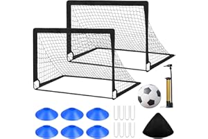 TALIFOCA Set di 2 Porte da Calcio per Bambini e Adulti - Grandi, Pieghevoli Con Aste in Fibra di Vetro e Reti di Alta Qualità - Custodia per il Trasporto Inclusa