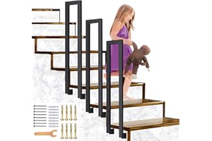 SCGSJZH Rampe d'escalier en Forme de U, Mains Courantes latérales de 35 à 110 cm, Garde-Corps en Métal Noir Main Courante d'escalier pour Couloir, Grenier, Intérieur et Extérieur (75 cm)