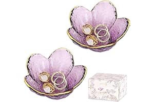 Tuilful 2 PCS purple Trinket Dish Gifts for Women, Jewellery Tray for Rings & Small Accessories, Cute Room Décor for Bedroom, Friendship Birthday Christmas Gifts with Box (Purple)