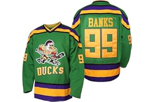 PHM Maillot de hockey sur glace Charlie Conway 96 Adam Banks 99 Greg Goldberg 33 Mighty Ducks - Vert et blanc - S-XXXL