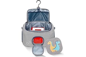 JP Journey Tasche für Toniebox 1 & 2 - Transporttasche für Tonie Figuren und Box zum Aufhängen für Reisen und Auto (Grau-Blau Dino)