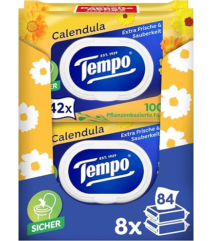 Tempo sanft und sensitiv feuchte Toilettentcher (mit natrlicher Aloe Vera)  4 x 42 Tcher (168 Tcher) : Amazon.de: Drogerie & Krperpflege