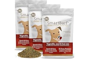 SmartBarf - Dog Food Toppers 500G with Nutrients - Vegetable, Seed & Fruit Mix - Prebiotics for Dogs, Dog Gut Health Supplement, Raw Food for Dogs & Fussy Eaters with Minerals & Vitamins - 3 Pouches