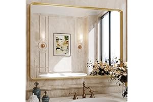 antok Dekorative Wandspiegel Gold 75x100cm Rechteckiger Spiegel Wandspiegel mit Metall Rahmen für Badezimmer, Waschräume, Schlafzimmer