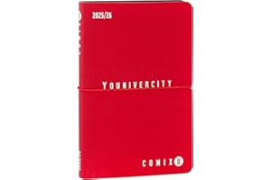 COMIX U YOUNIVERCITY - Agenda Settimanale 2025-2026, Diario 13 Mesi, con Copertina Morbida in PU, Elastico, 224 Pagine, Ideale per l'università 11,8x18cm, Rosso