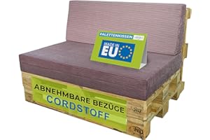 ‎PILLOWS24 Pillows24 - Palettenkissen 2-teiliges Set aus Cordstoff | Sitzkissen & Rückenkissen für Europaletten 120x80 | Weiche Palettenauflage für Wohnzimmer, Garten oder Balkon | Made in EU | Pflaume