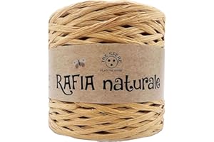 FILATI ITALIANI rocca di Rafia Naturale 100% ecologica da 250g - 265metri per le tue borse handmade estive o cappelli (corda - PIATTA)