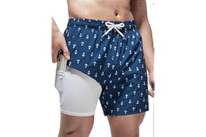 Arcweg Badehose für Herren Badeshorts mit Kompression Liner 2 in 1 Schnelltrocknend Strandhose Männer Elastisch Surf Shorts mit Reißverschlusstaschen