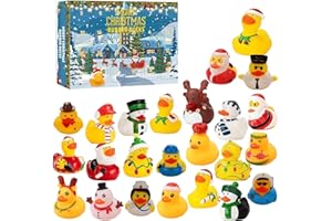 AVVIKRO Duck Advent Calendar 2025, 24 Days Christmas Countdown Rubber Duck Set, Bath Toys for Toddlers, Boys, Girls, Fun Holiday Gifts, Kids Xmas Fun Ducks, Christmas Party Favors for Kids (Set C)