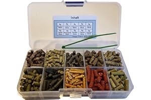 SCHMITT AQUARISTIK Futtersticks-Set für Garnelen und Krebse / 10x8g = 80g + Pinzette / 10 Sorten