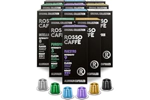 ROSSO CAFFÈ Assortiment de Café - 120 Capsules pour Machine à Café Nespresso - Goût et Arôme Exceptionnels - 6 Variétés, Lot de 10 x 12 - 100% Recyclable