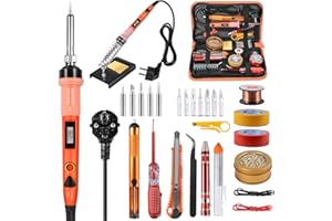 Zestaw lutowania SREMTCH, lutownica 80W z ekranem LCD (200 ° C - 450 ° C) Zestaw lutowniczy 20w1 z włącznikiem/wyłącznikiem i przyciskiem regulacji temperatury, termostat ceramiczny