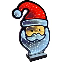 Brandsseller Weihnachtsbeleuchtung Mit Infinity-Effekt – LED Dekofigur Santa, 28x7x30 Cm, Timer 6/18h, Für Innen