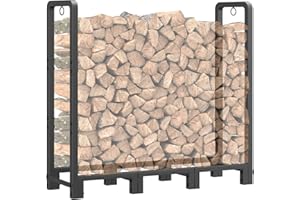 Mr IRONSTONE 4ft Firewood Rack Outdoor Indoor for Wood Storage, Upgraded Adjustable Firewood Rack, Heavy Duty Logs Stand Stacker Holder for Fireplace, Firewood Log Rack Stand Stacker for Porch Patio