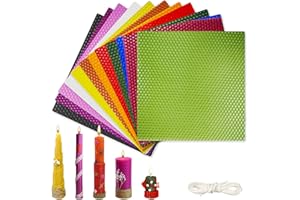 CHINGCOO Fogli di Cera D'api 20x20cm 12 Pezzi, Produzione di Candele di Cera D'api Fai da Te, Lastre di Cera D'api per Adulti e Bambini, Fai da Te Natalizio, Cera per Candele, Arte della Cera