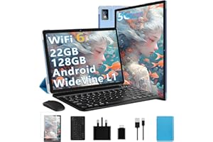 BIEGEDY Tablet 10 Zoll Octa-Core, 22 GB RAM+128 GB ROM (TF1 TB),8000mAh丨Widevine L1丨GMS丨5G WLAN 6丨5MP+8MP丨Bluetooth 5.0丨1280 * 800丨Metallabdeckung Tablet mit Tastatur Maus Blau