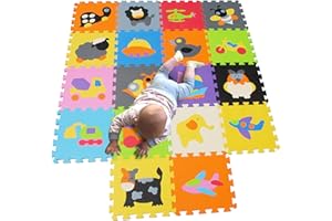 MQIAOHAM Tapis Mousse Bebe Dalles Puzzle Dalle bébé Jeu Enfant de Sol Baby playmat en Play Mat Epais Coussin pour Jeux P011028G3212